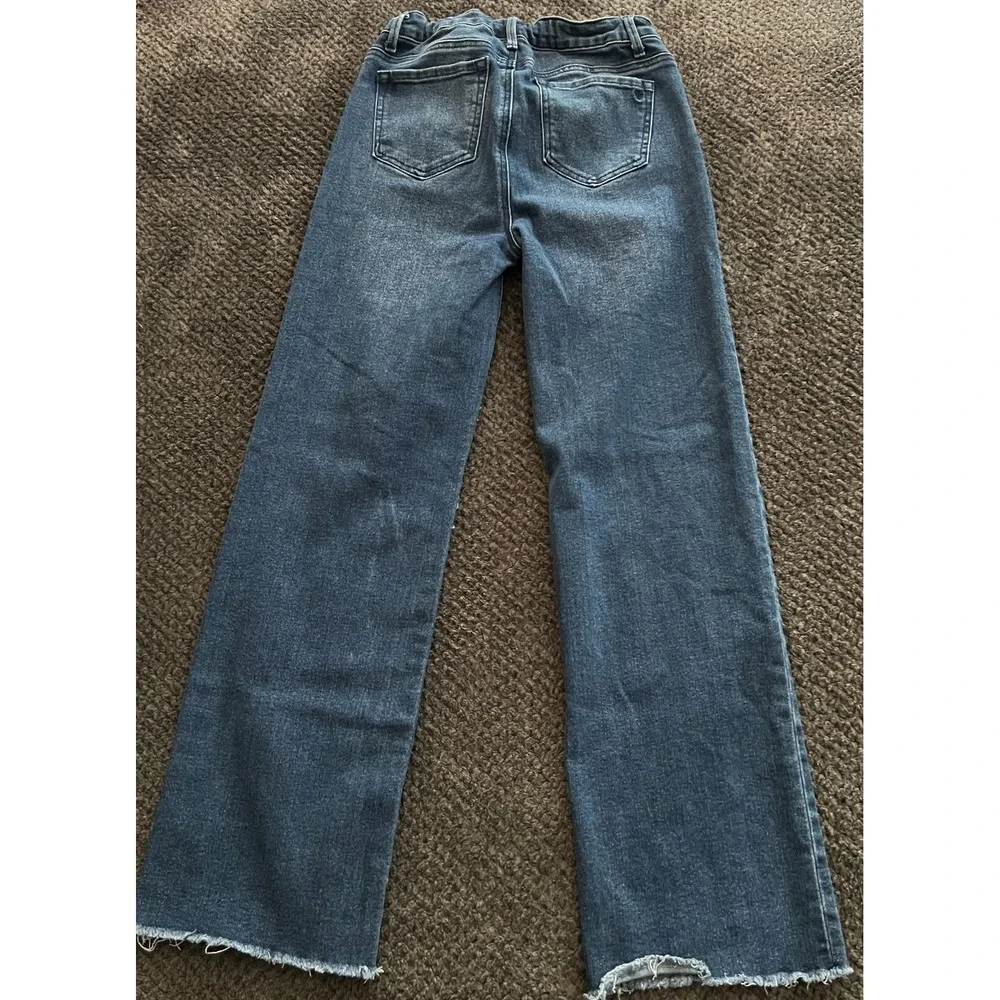 Tractr Juniors Denim Jeans Size 16‎ Girls Straight Adjustable Frayed Hem Zipper